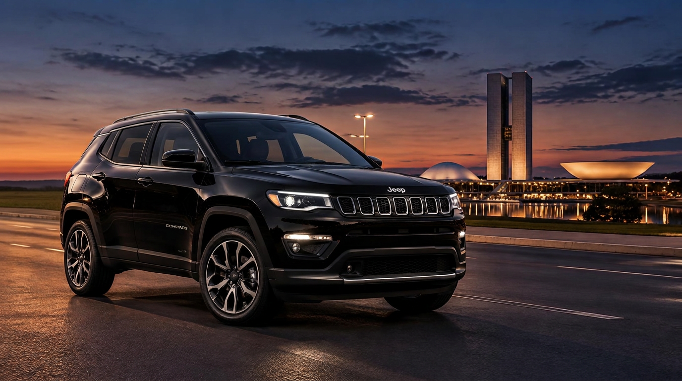 Jeep Compass preto em frente ao Congresso Nacional